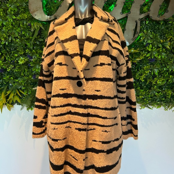 Anthropologie Calligraphie Tiger Stripe Long Cardigan Sz Lg - Picture 2 of 7